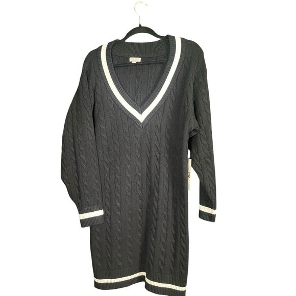 J for Justify Black Sweater Dress Women 1X V-Neck Cable Knit Preppy Bodycon NWT - Picture 12 of 13